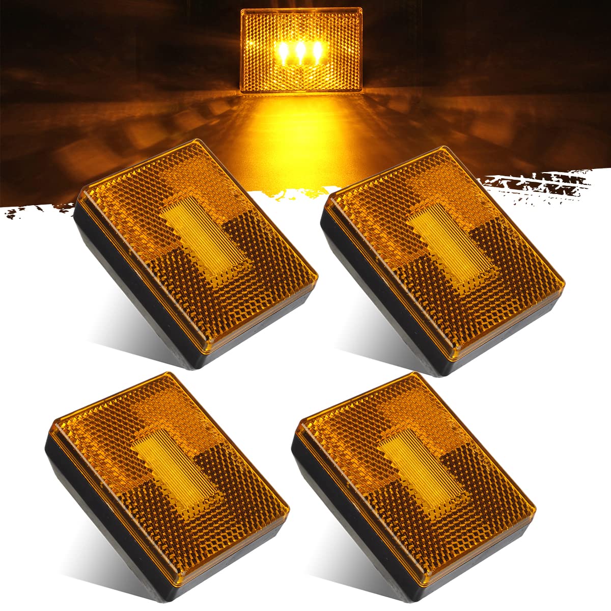 Partsam amber side-marker light with reflex for trailer visibility.