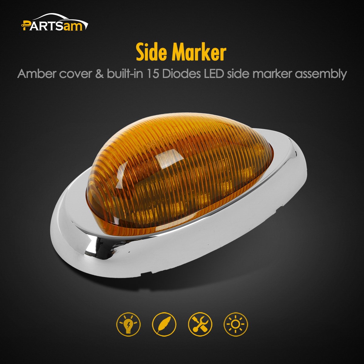 Partsam amber sleeper cab LED turn signal light provides reliable signaling for highways.