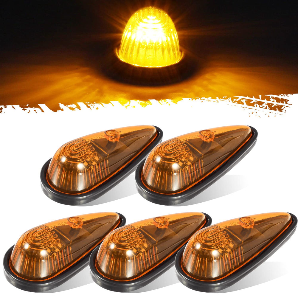 Partsam Amber Teardrop Cab Light front view with 9 LEDs for night visibility