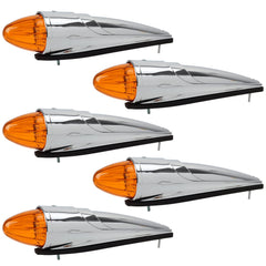 Partsam amber torpedo cab marker light assembly improves truck visibility on the road.