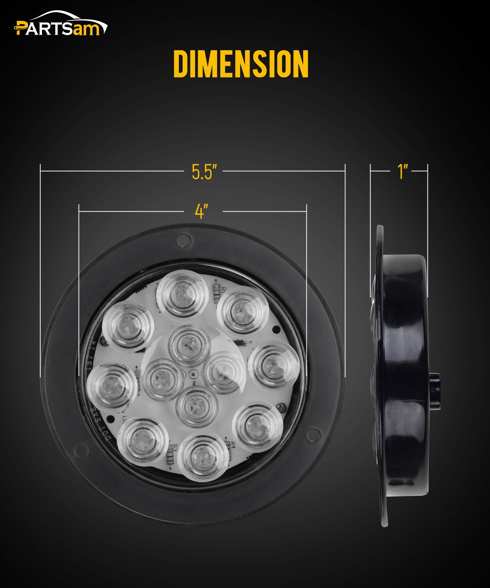 Partsam flange-mounted light installed on trailer for better night visibility