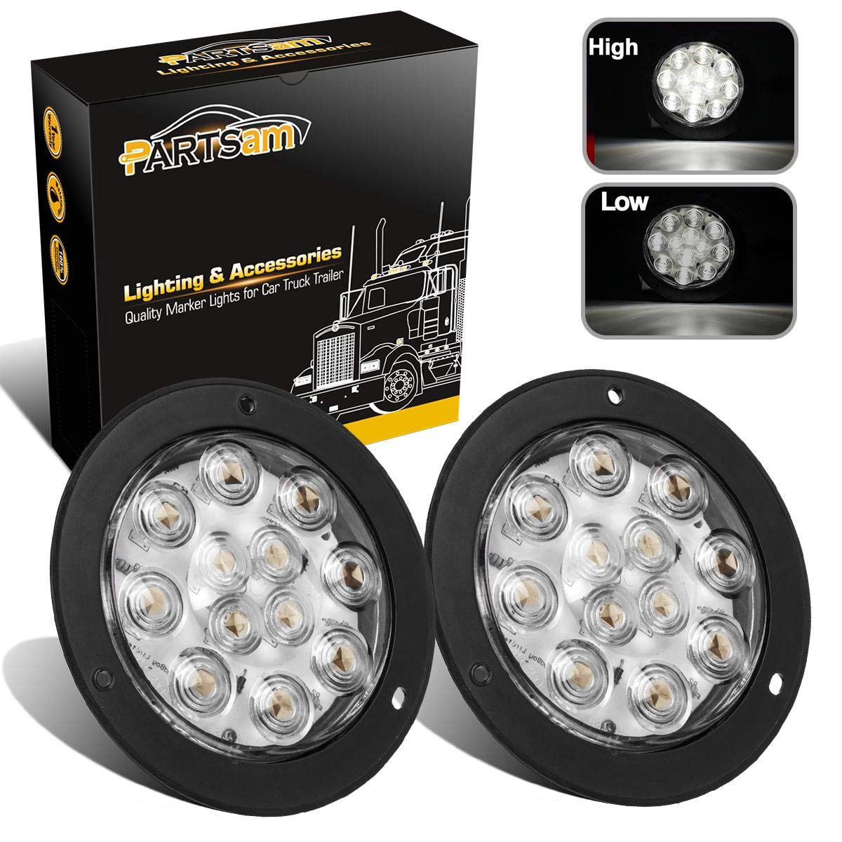 Partsam backup light 4-inch flange main view improves trailer visibility