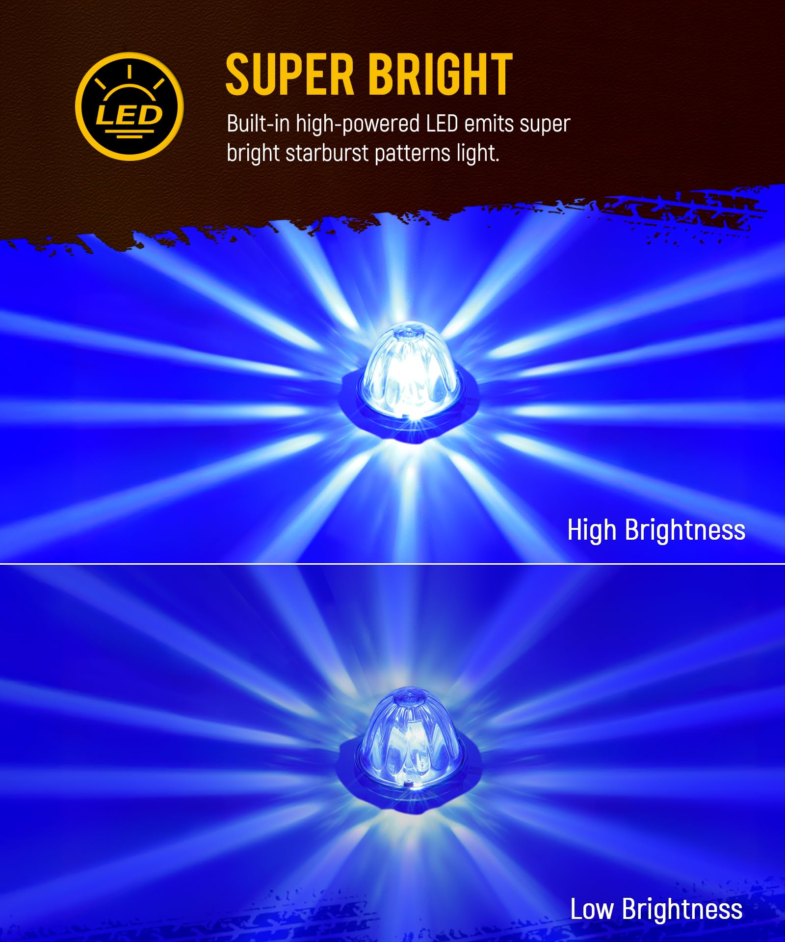 Partsam blue LED Watermelon Lights close-up highlights vibrant starburst pattern.