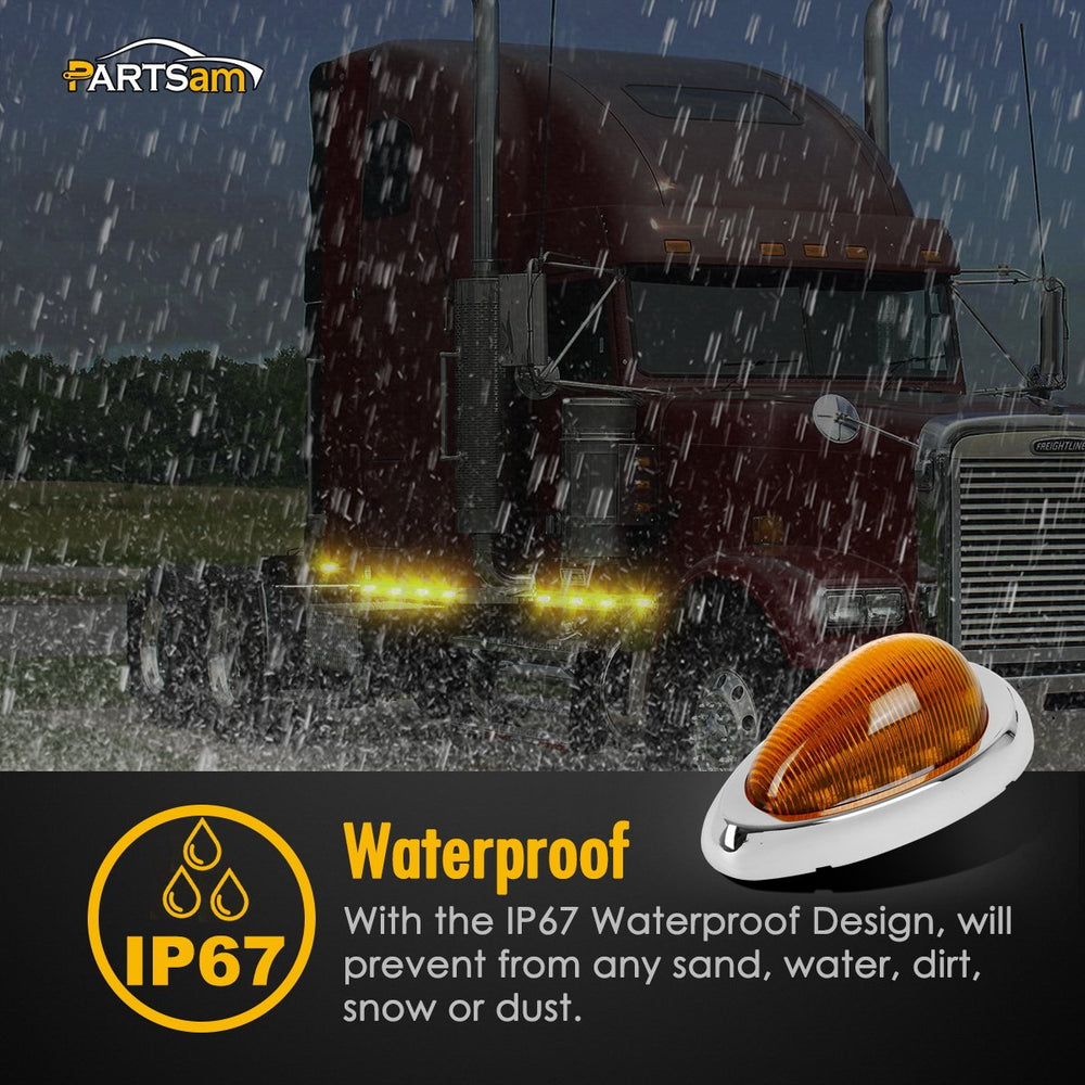 Partsam chrome bezel amber marker light adds a durable, sleek accent.