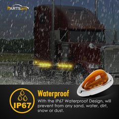 Partsam chrome bezel amber marker light adds a durable, sleek accent.