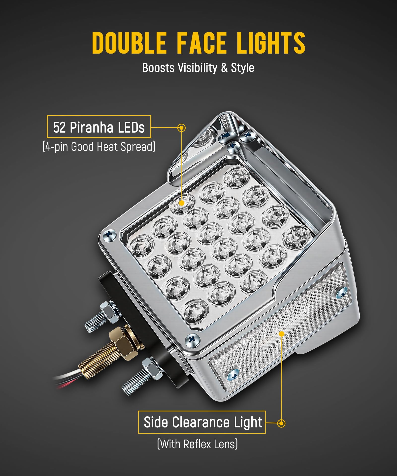 Partsam chrome housing pedestal light with visor for a sleek look.