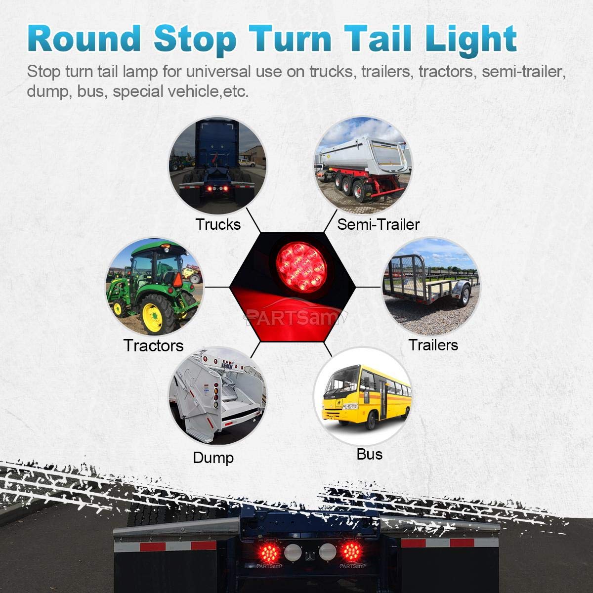 Partsam waterproof housing keeps visibility through rain, spray, and salt exposure.