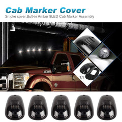 Partsam Dodge Ram roof-marker 264146BK for 2003-2018 with smoked lens and white LEDs.