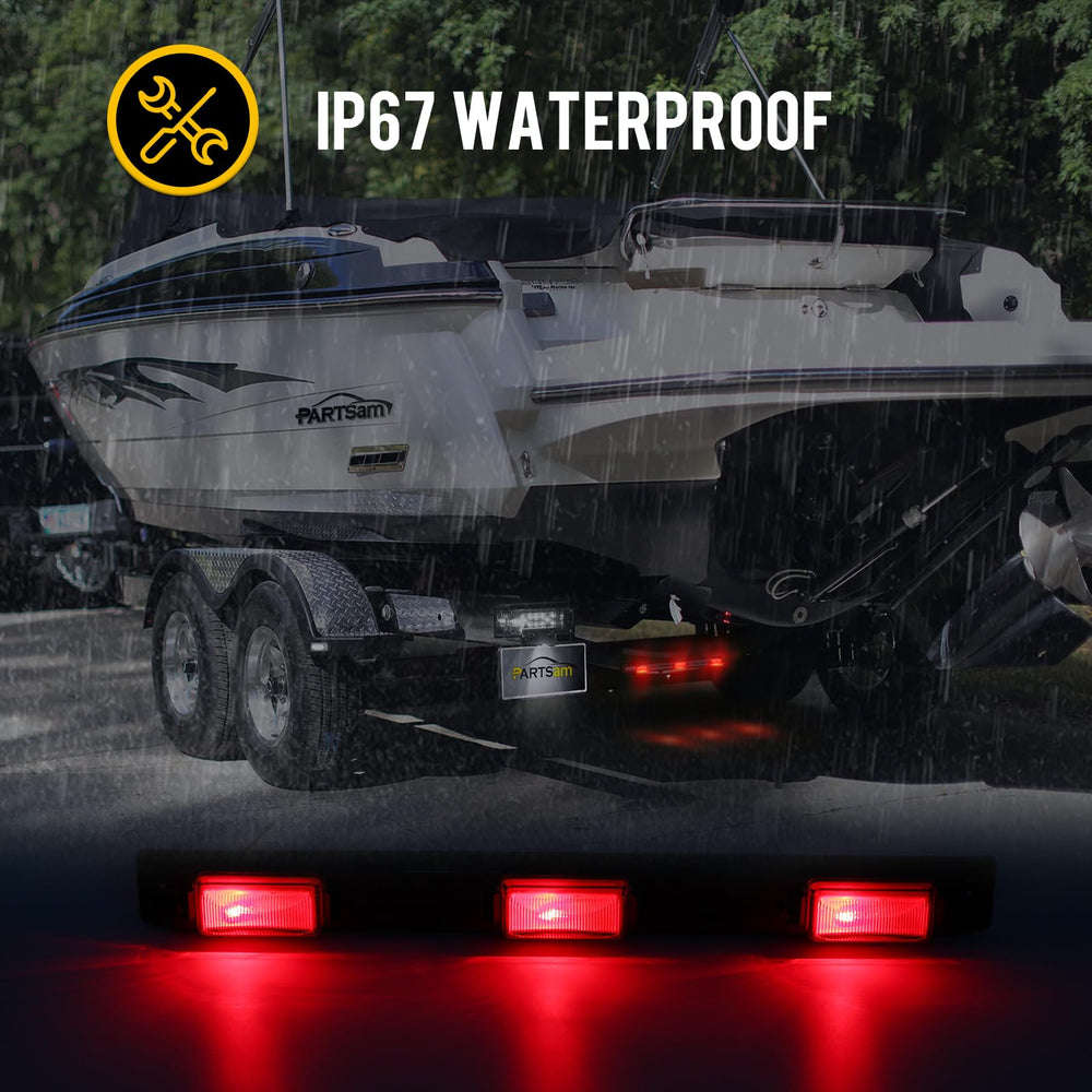 Partsam red lens provides high transmission and rugged protection.
