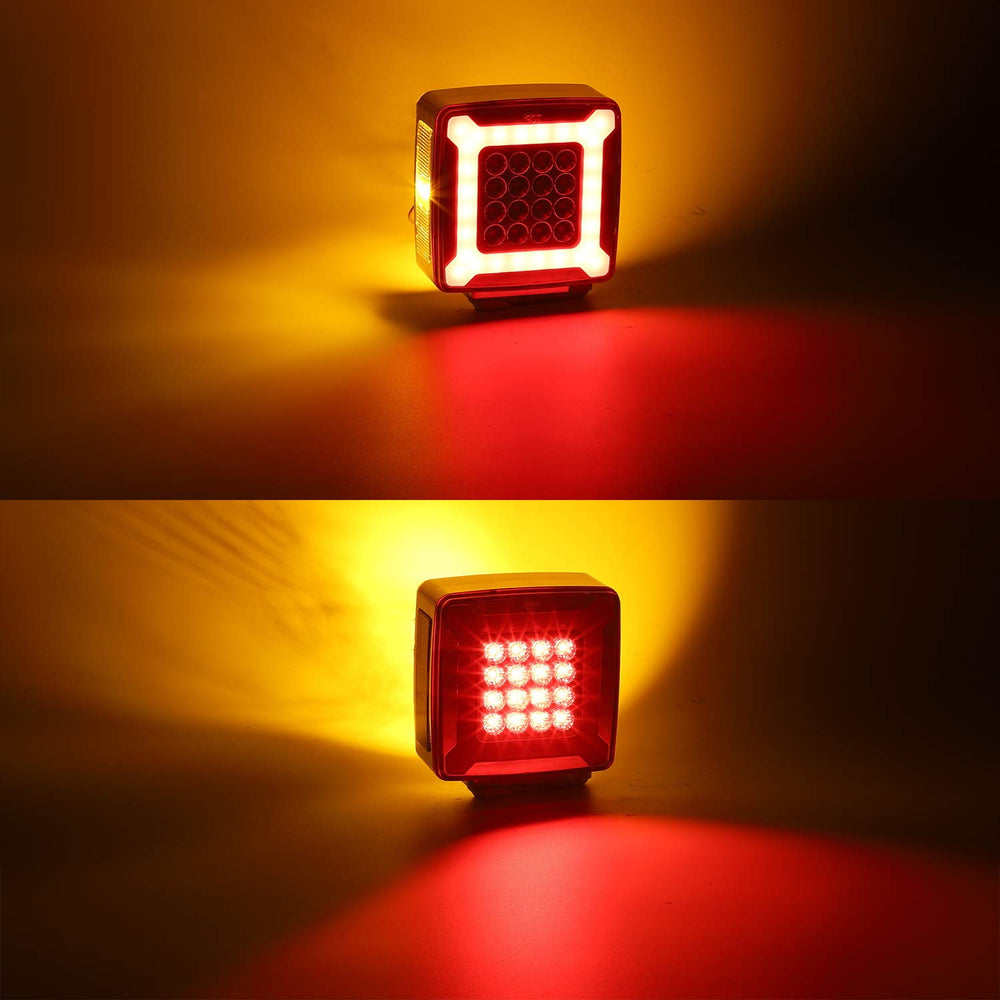 Partsam DOT SAE approved square LED fender light for heavy-duty use.