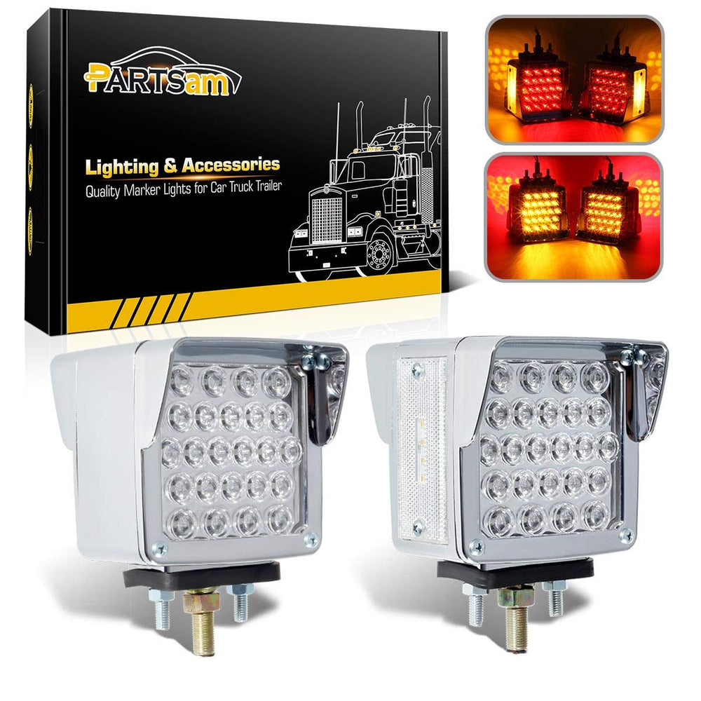 Partsam double-face amber-side pedestal light boosts road visibility.