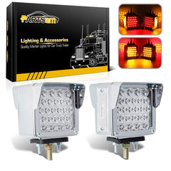Partsam double-face amber-side pedestal light boosts road visibility.