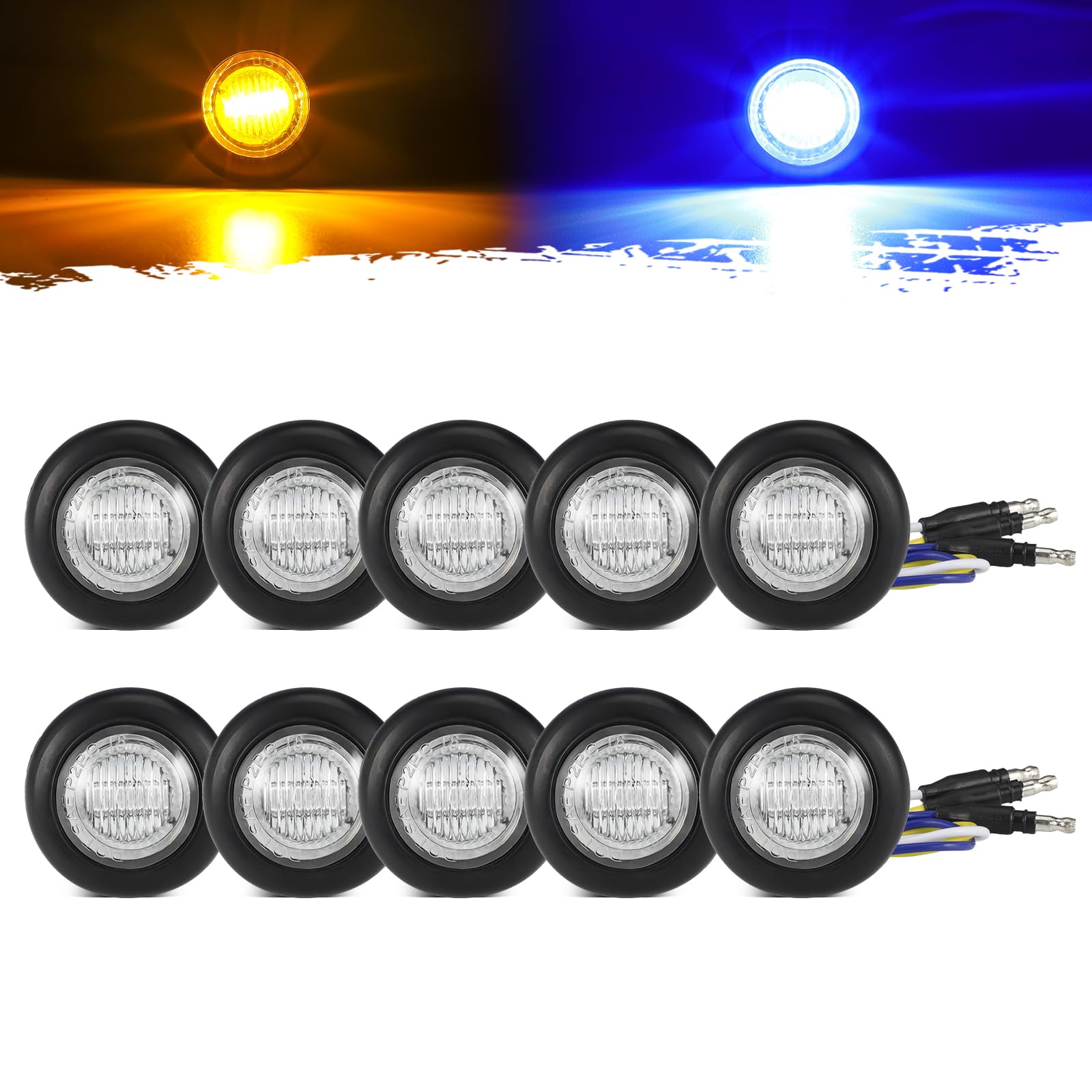 Partsam dual-color marker light amber to blue for trailer side marker use