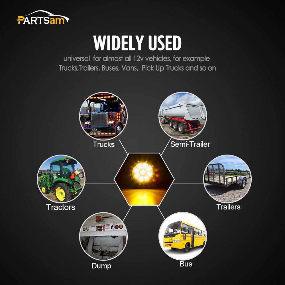 Partsam durable round LED marker-light package designed for reliable trailer lighting.