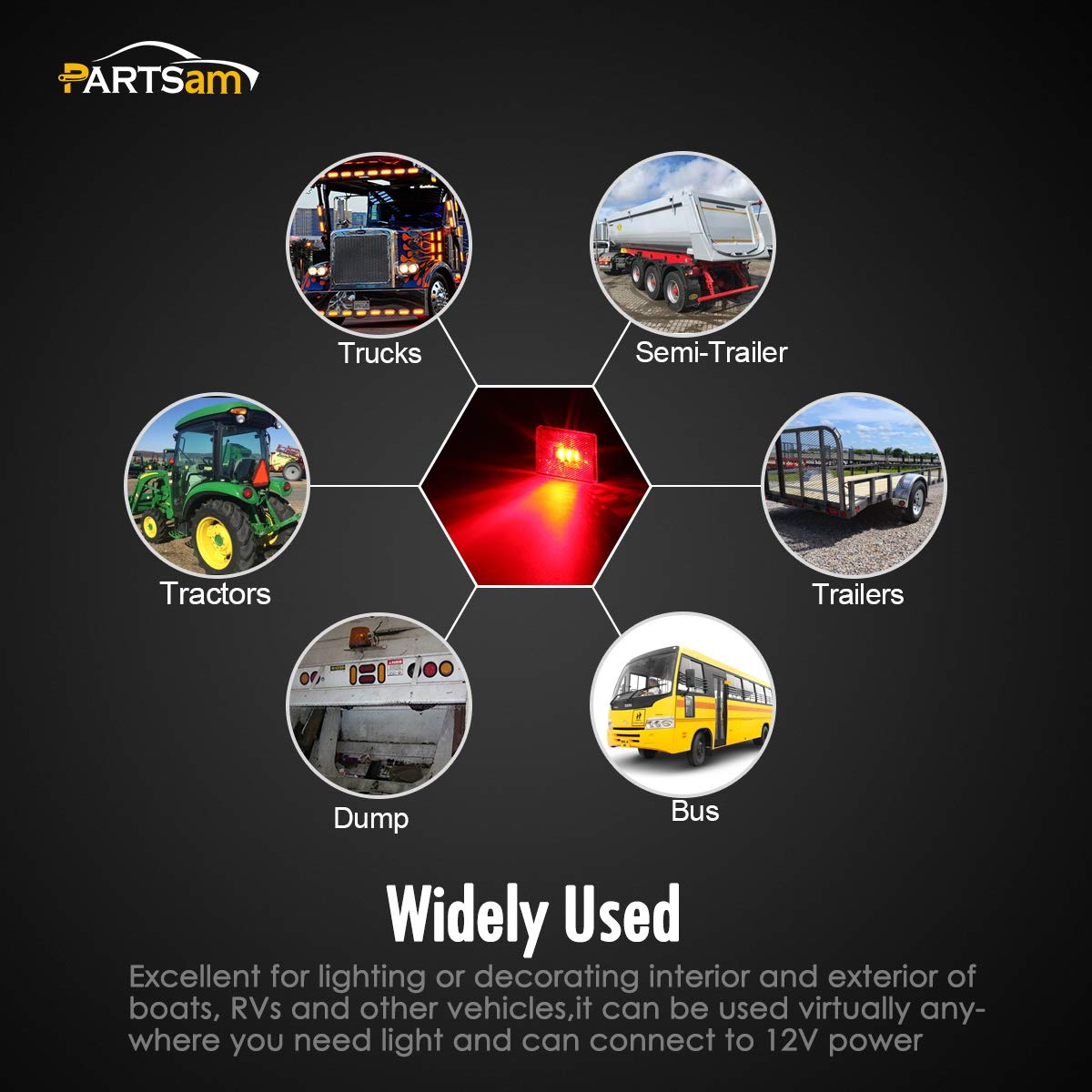 Partsam durable stud-mounted trailer light built for road use.