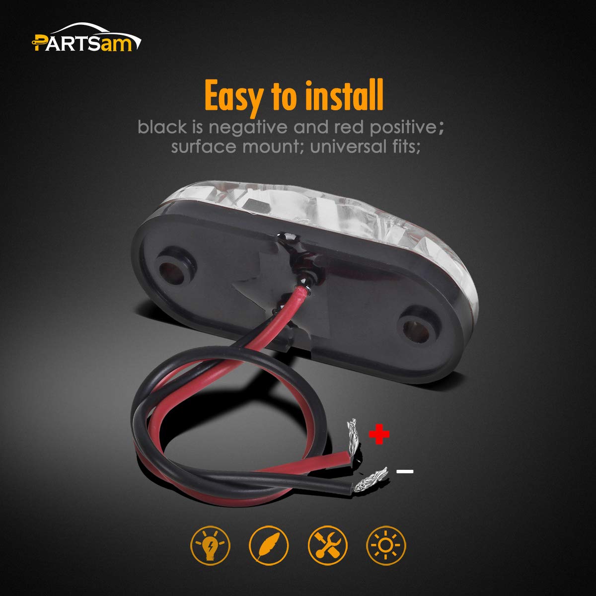 Partsam flat-surface oval light with screw mounting for RVs