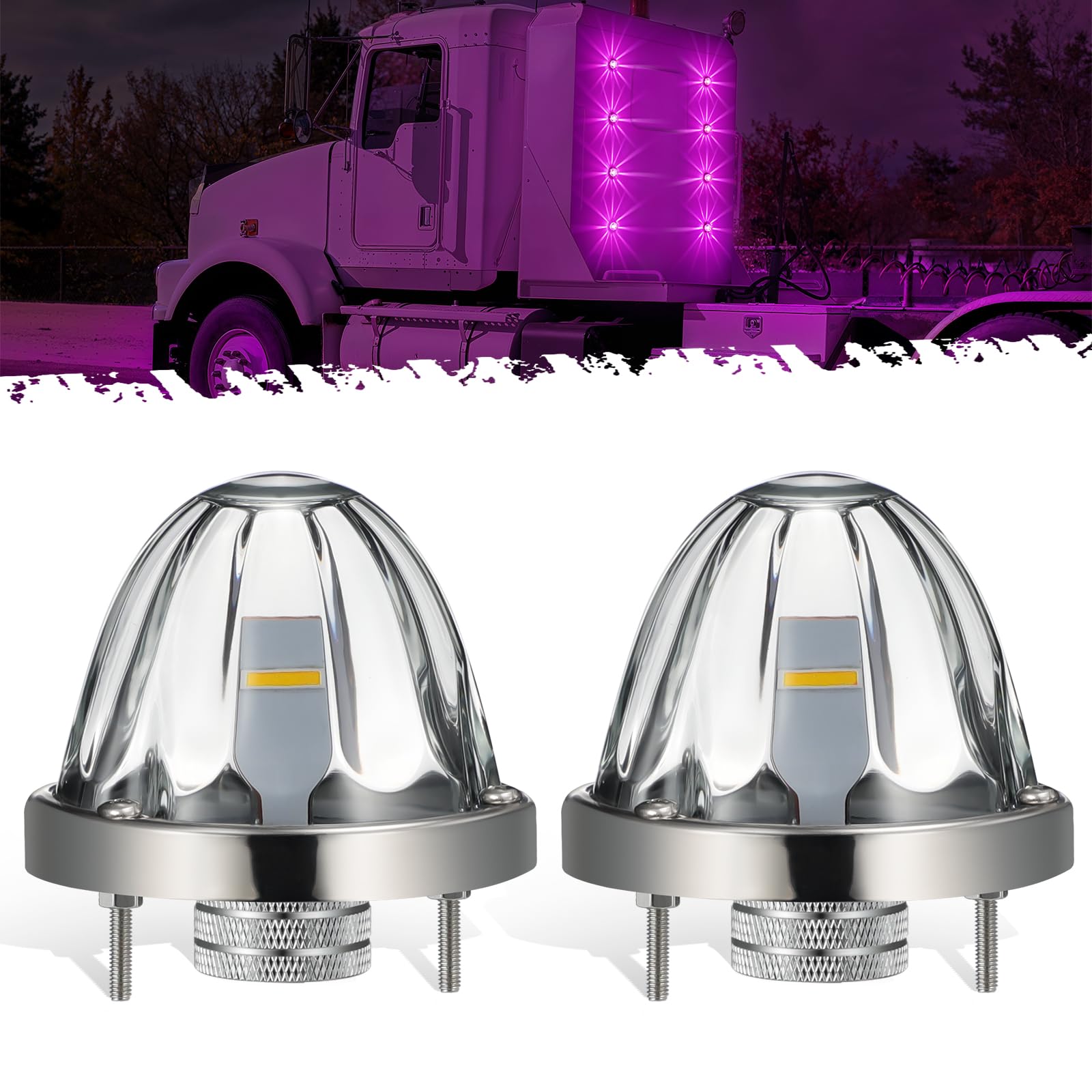 Partsam glass watermelon light side marker for trucks with purple glow