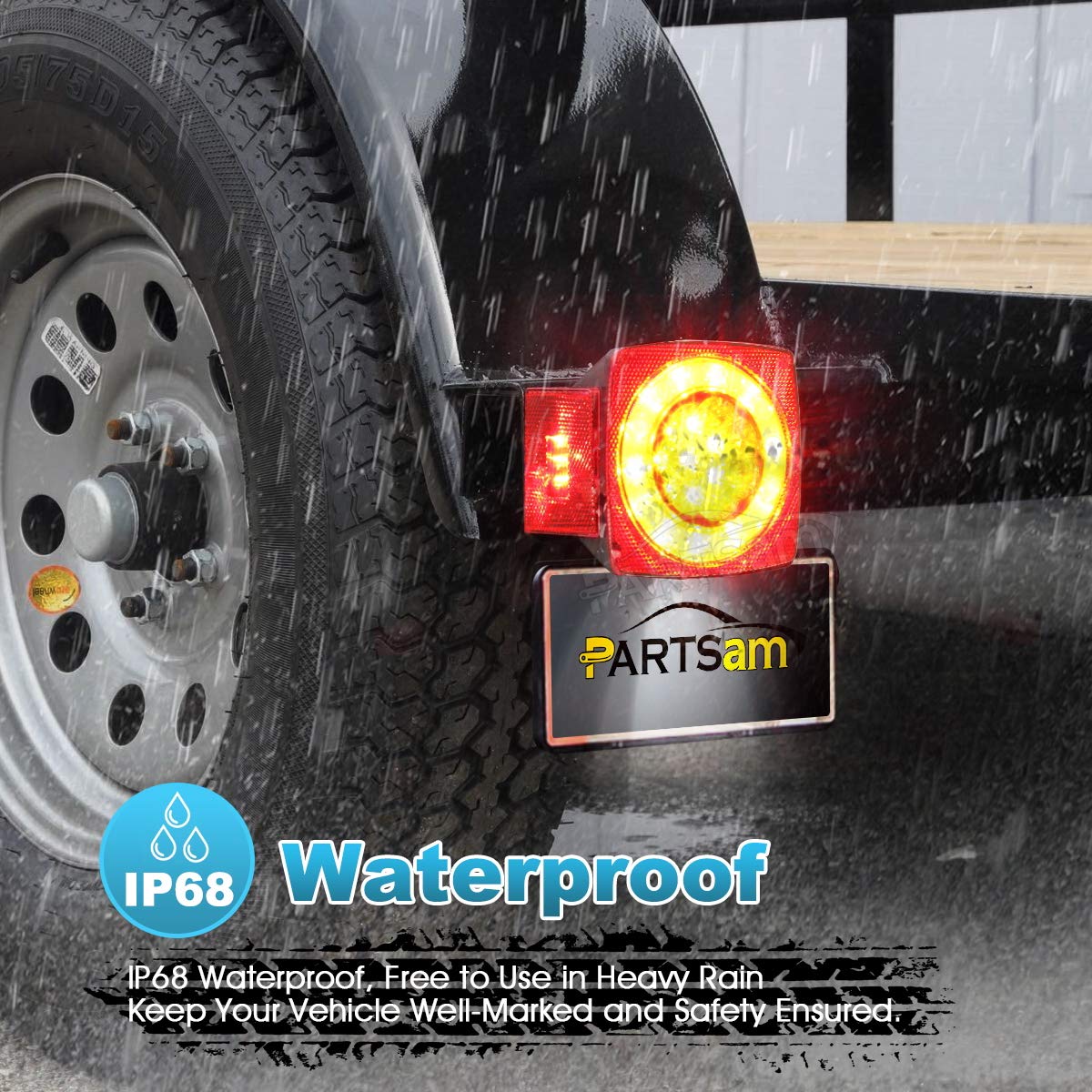 Partsam halo glow square tail light right side enhances signaling from the curb.