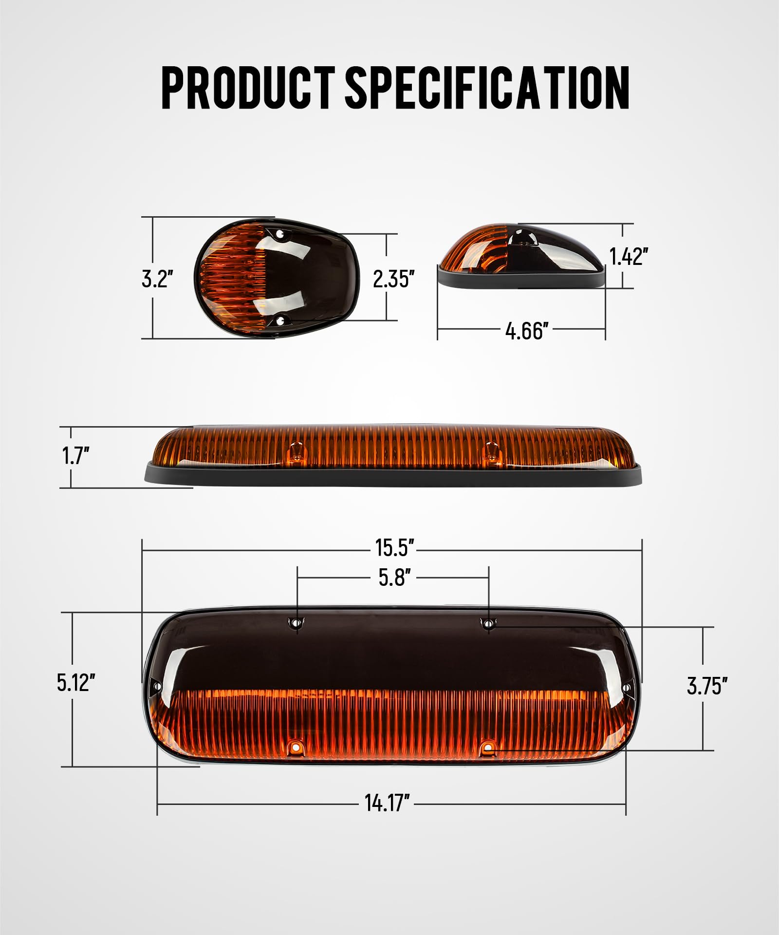 Partsam IP65 waterproof amber cab marker light for all-weather use.