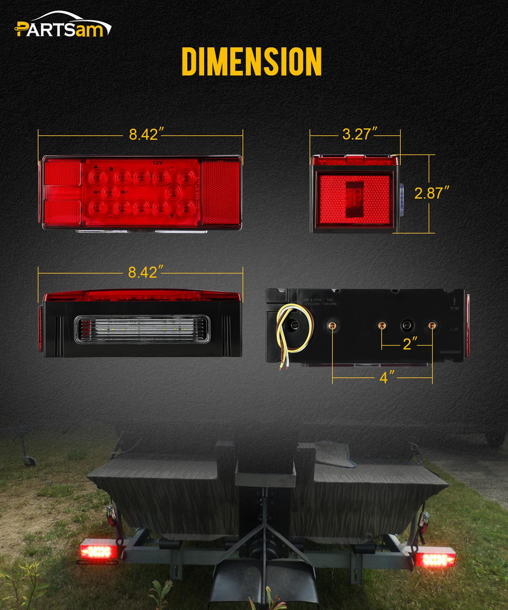 Partsam IP68 waterproof submersible trailer light withstands rain and spray.