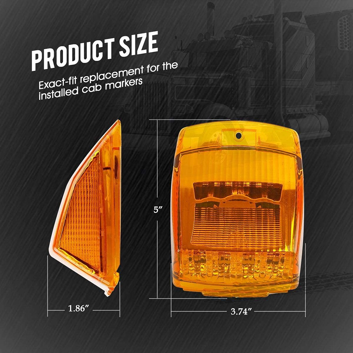 Partsam cab marker LED compatible with Kenworth Peterbilt fleets
