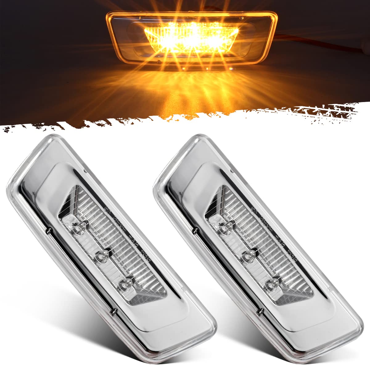 Partsam Kenworth T680 LH side marker light with amber glow for better lane visibility