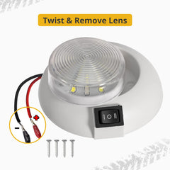 Partsam 4-inch dome light with 3-way switch for RV interior ambiance.