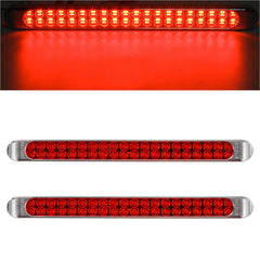 Partsam LED light bar with chrome bezel and red lens for 17-inch trailer signaling.