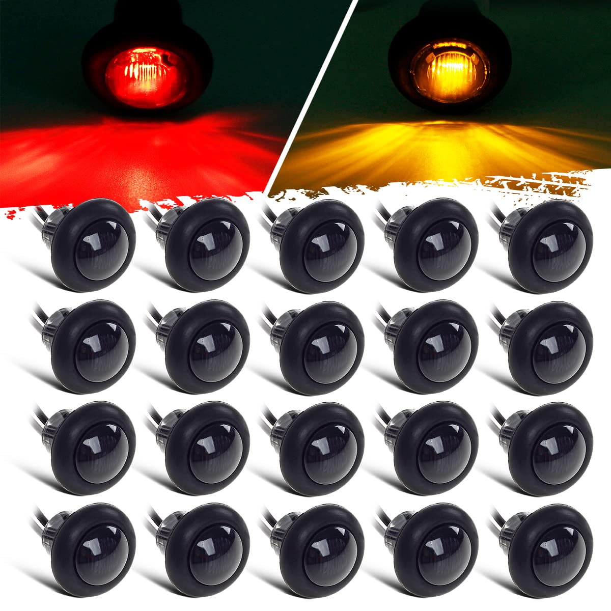 Partsam LED marker light amber round smoked lens front view showing compact signal