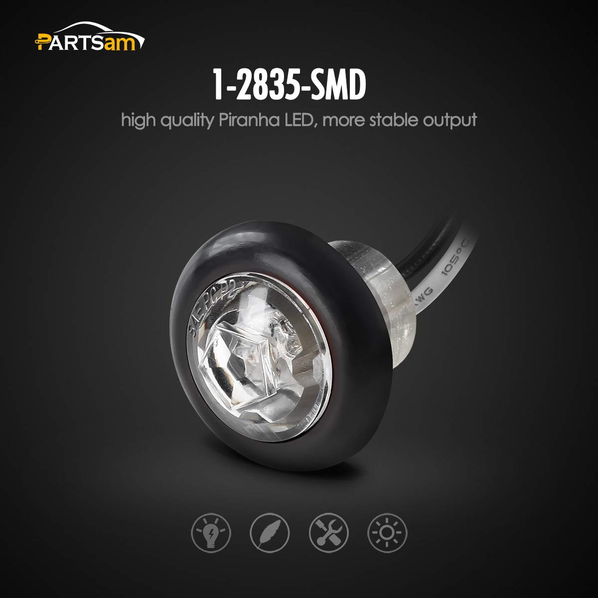 Partsam clear lens LED marker light with waterproof seal