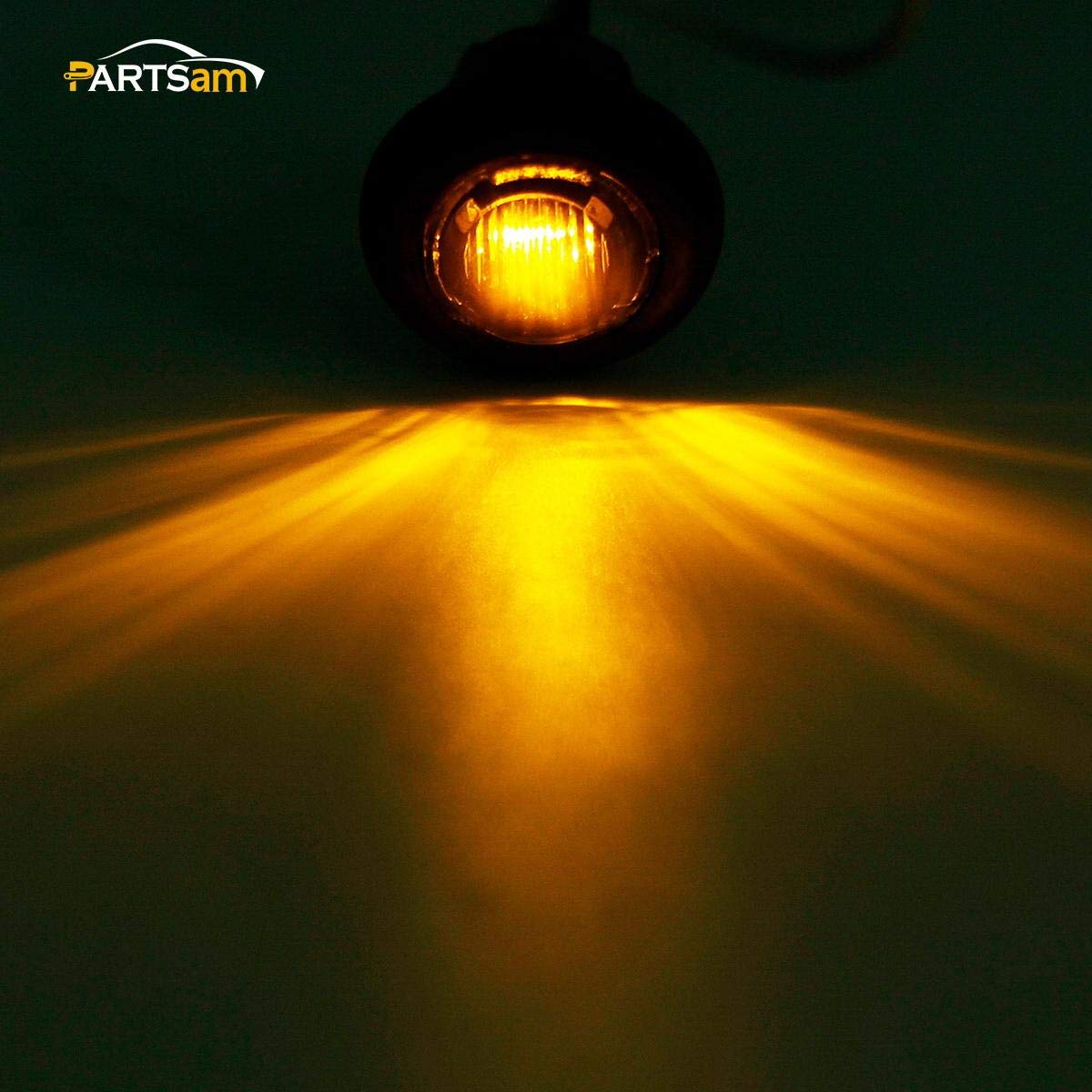 Partsam smoked-lens marker light enhances night signaling on trucks.