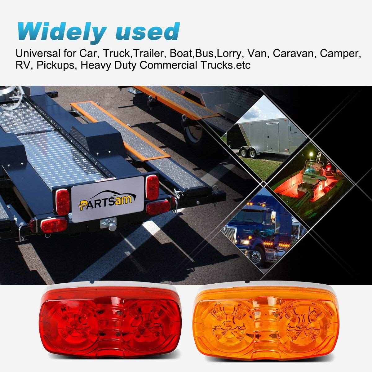 Partsam 100mm x 50mm LED marker light with weather-resistant exterior.