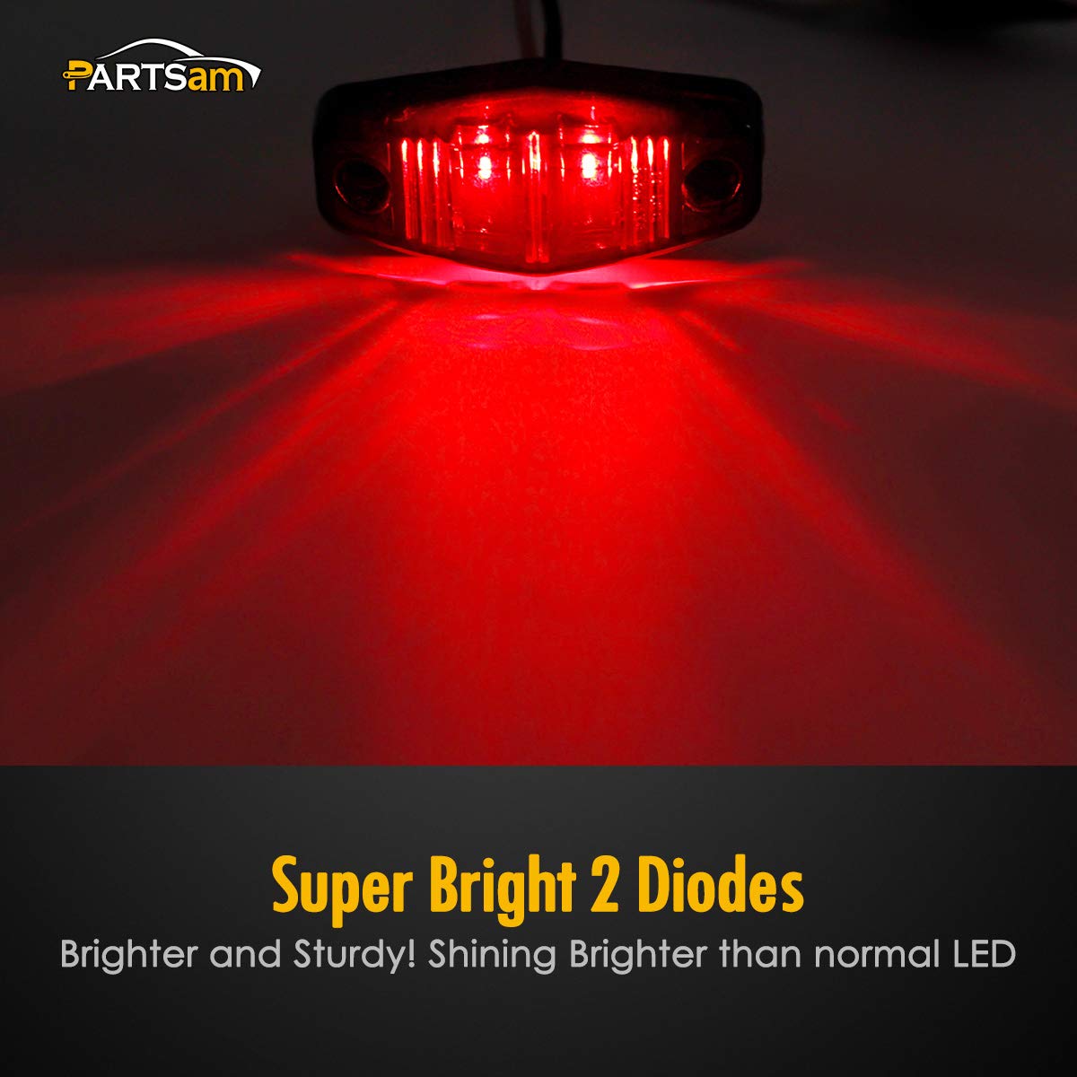 Partsam LED marker light with wide viewing angles, 12V operation.