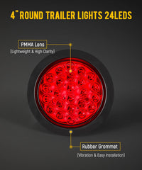 Partsam 4-inch LED trailer light side view highlighting rugged seal.