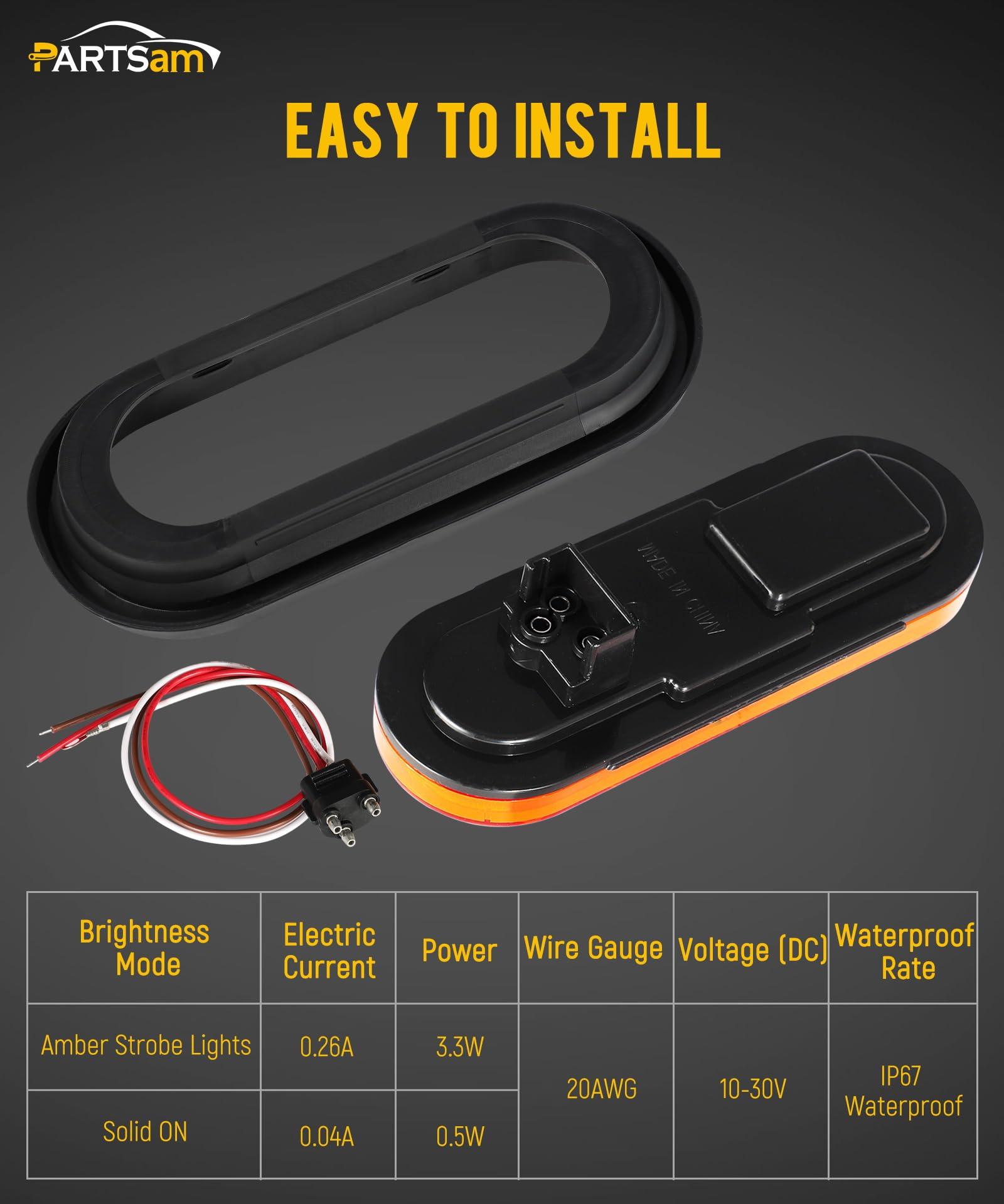 Partsam trailer light IP67 weatherproof design withstands rain