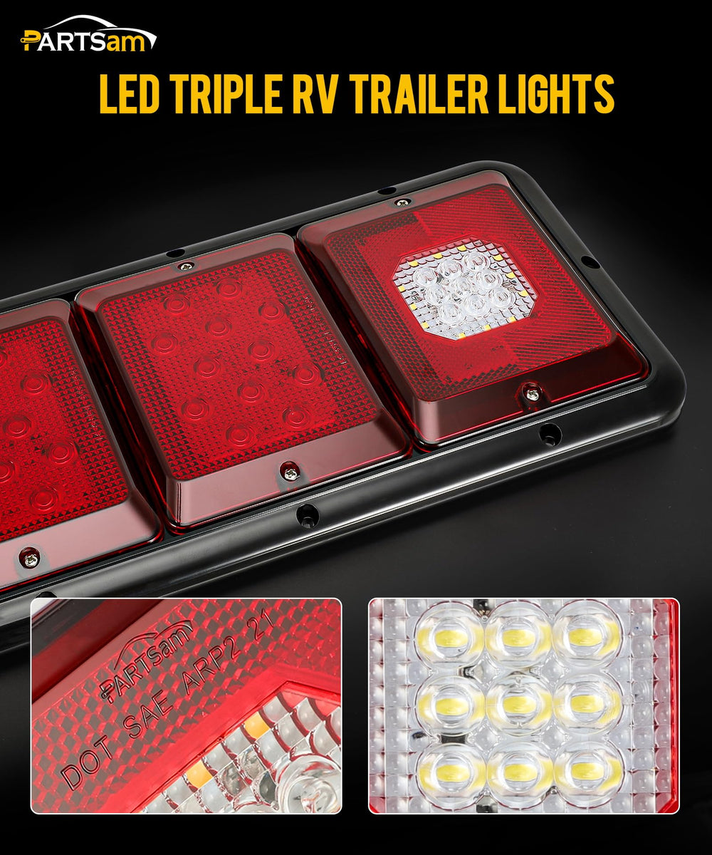 Partsam red lenses highlight stop and turn signals with bright visibility