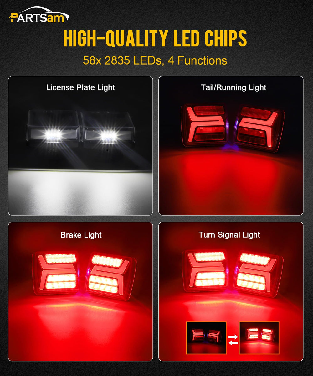 Partsam IP67 waterproof LED trailer lights designed for rain and dust resistance