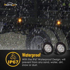 Partsam flush-mount 2-inch marker light for trailers and RVs.