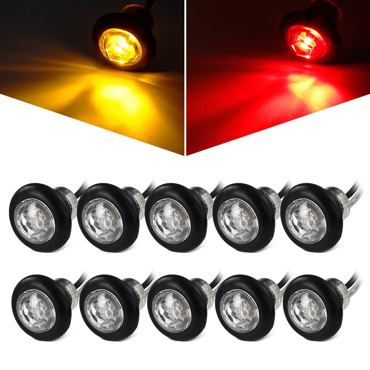 Partsam amber front marker light with clear lens for trailer visibility