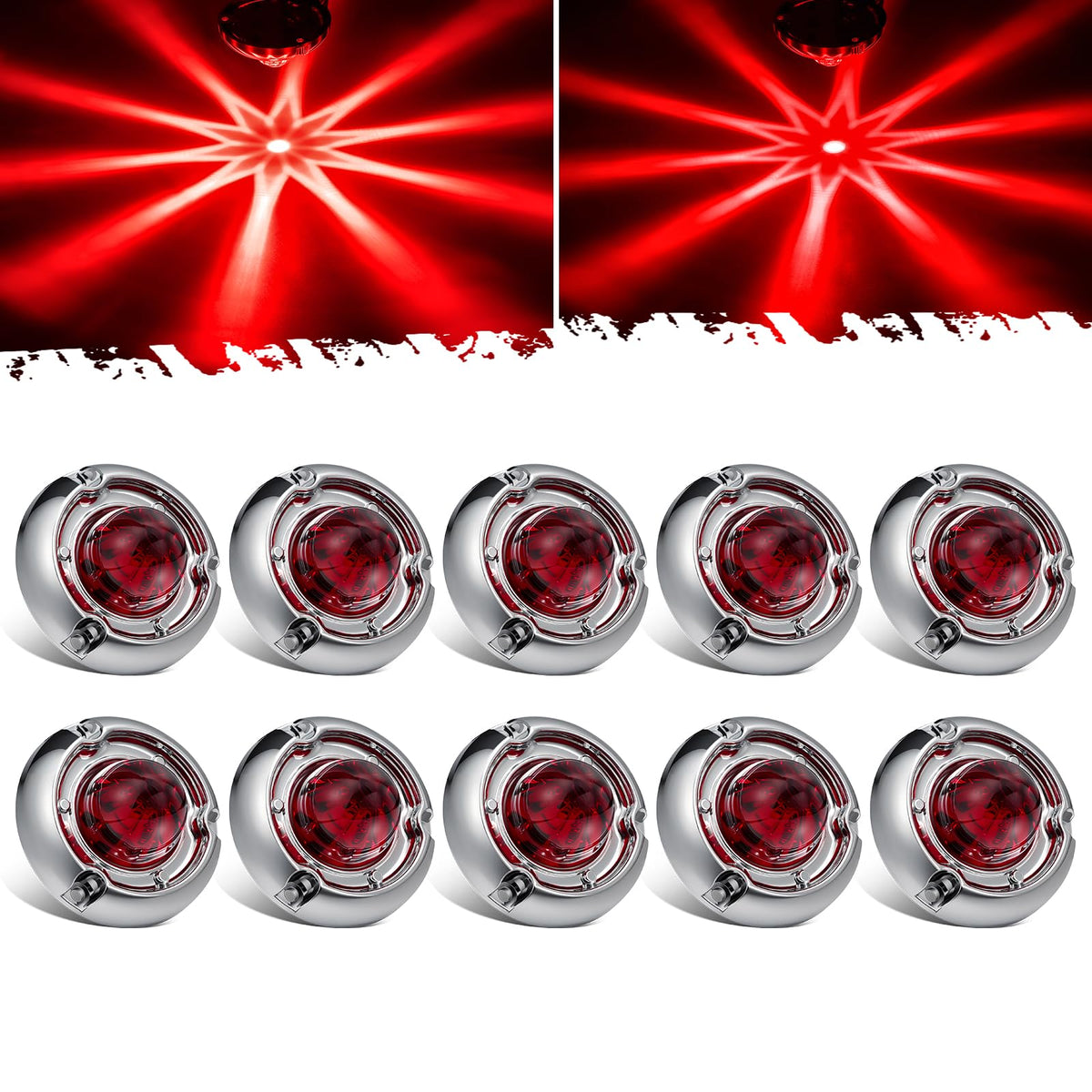 Partsam mini watermelon light with glass red lens for high visibility.