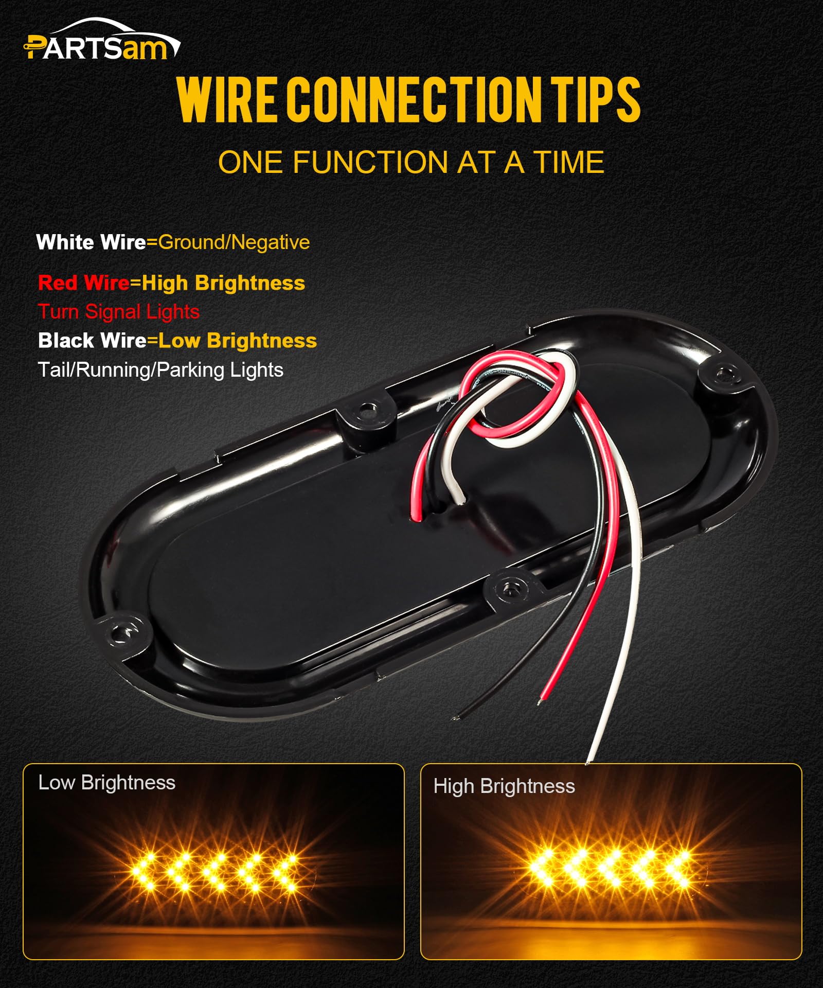Partsam smoke-lens amber LED marker for reliable night visibility on any trailer.