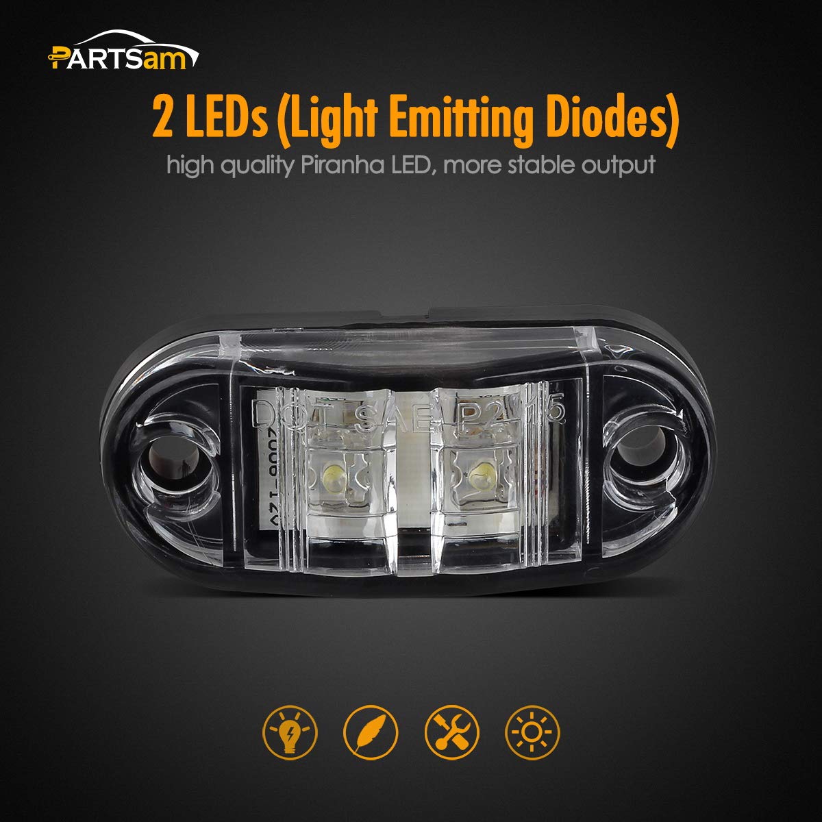 Partsam oval surface-mount marker light with two diodes for low power draw