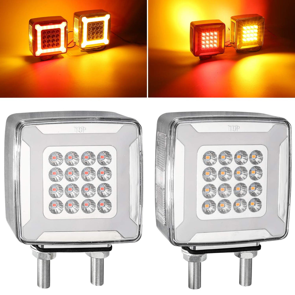Partsam front double-face fender light with amber turn signal for enhanced visibility.