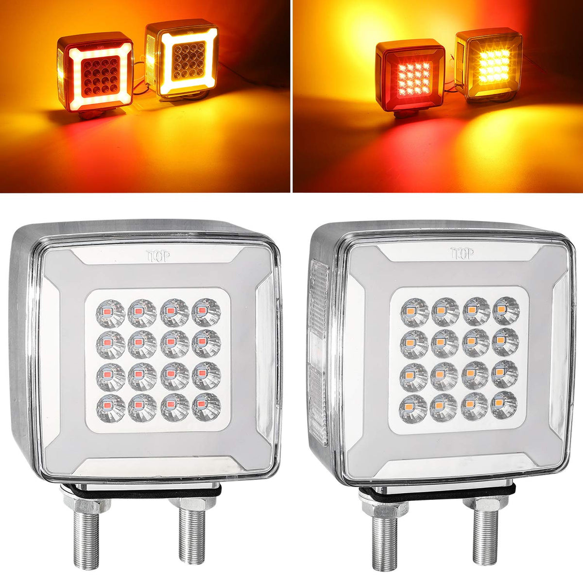 Partsam front double-face fender light with amber turn signal for enhanced visibility.