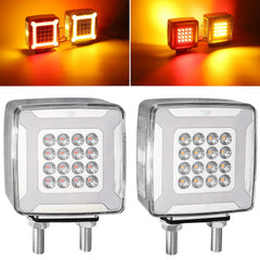Partsam front double-face fender light with amber turn signal for enhanced visibility.