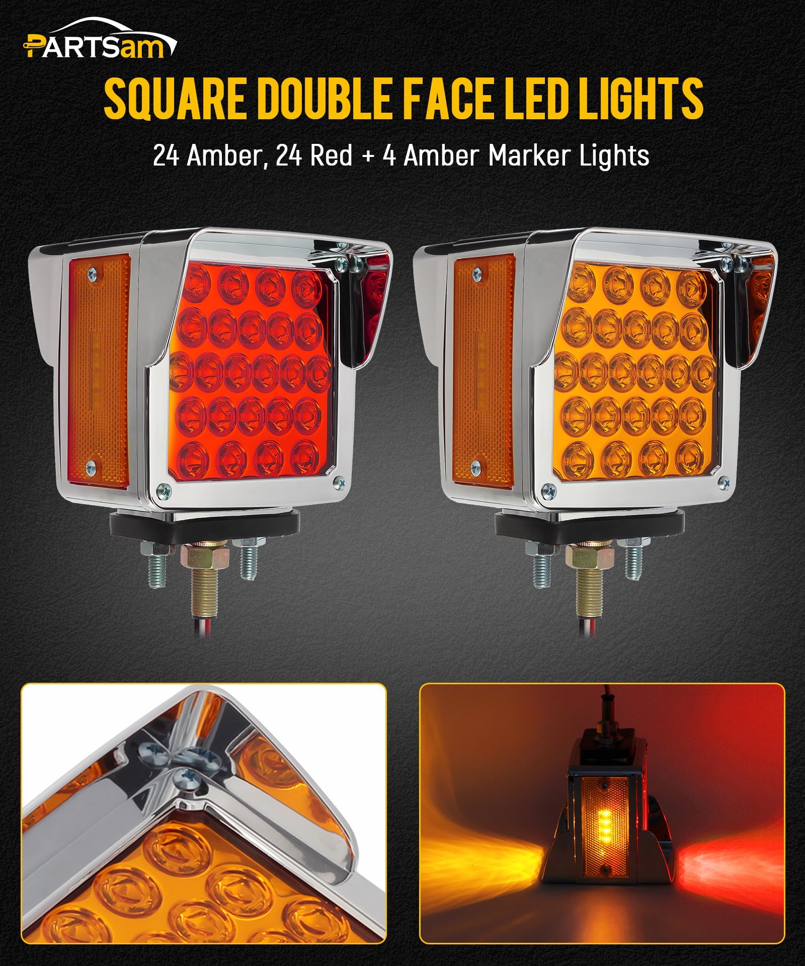 Chrome bezel detail on Partsam light adds premium rugged look