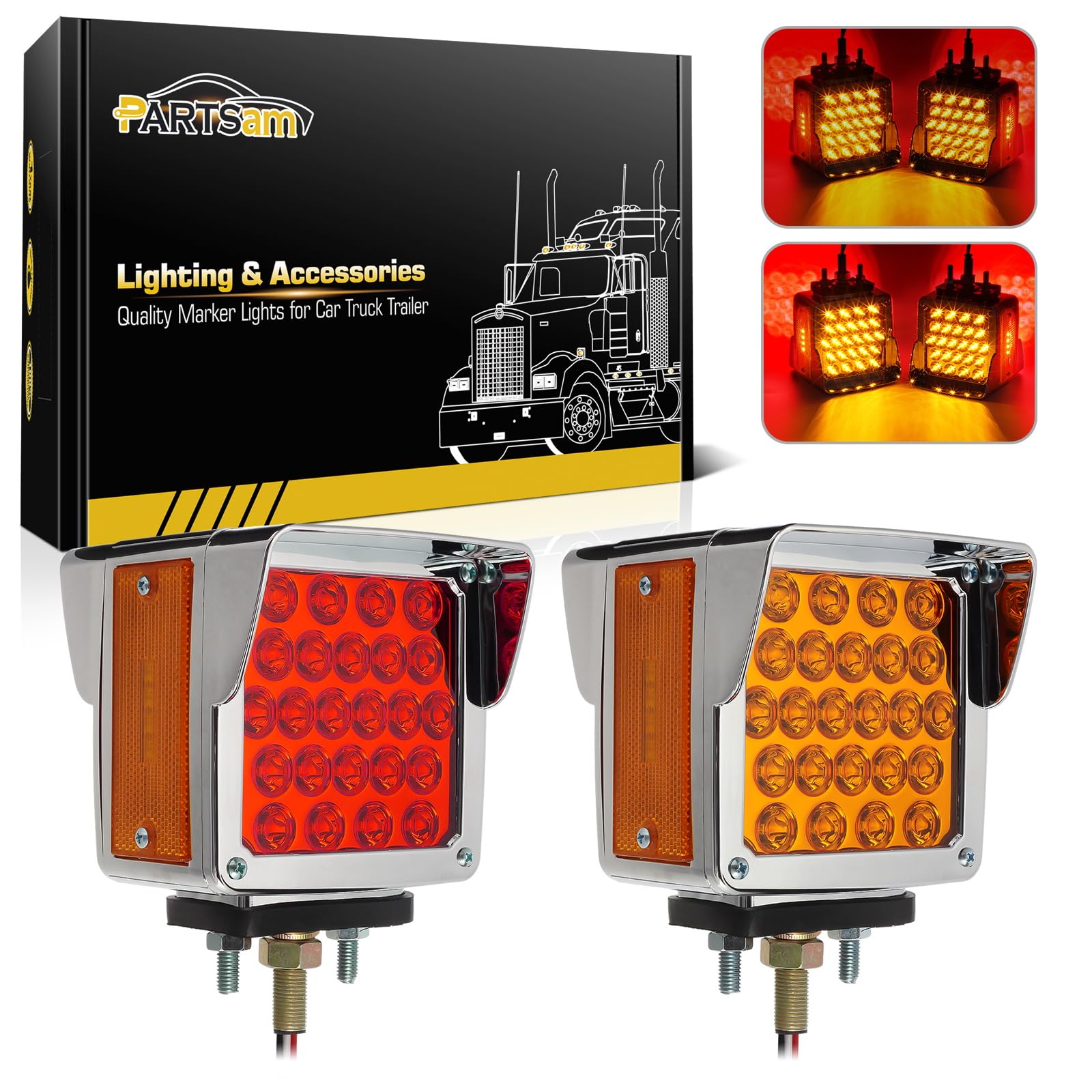 Partsam pedestal light red/amber for bold truck visibility on the road