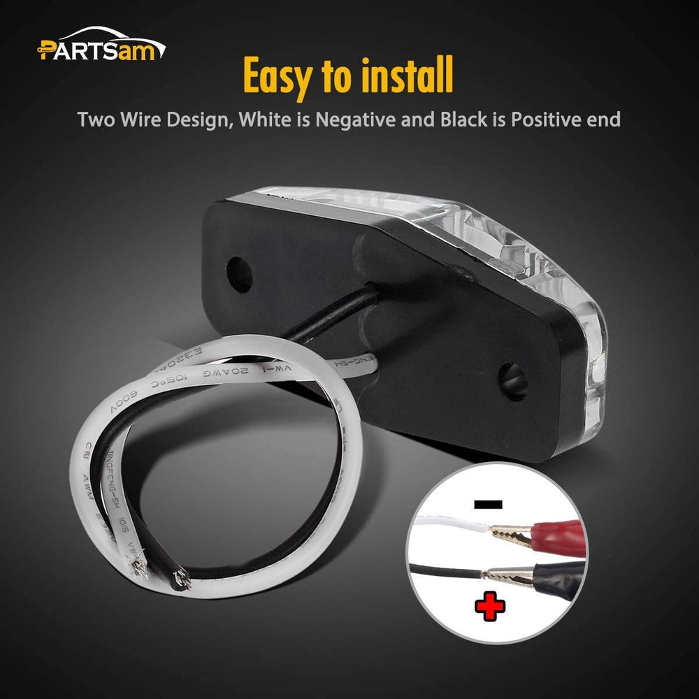 Partsam rectangular 2.5-inch LED trailer light for surface mounting.