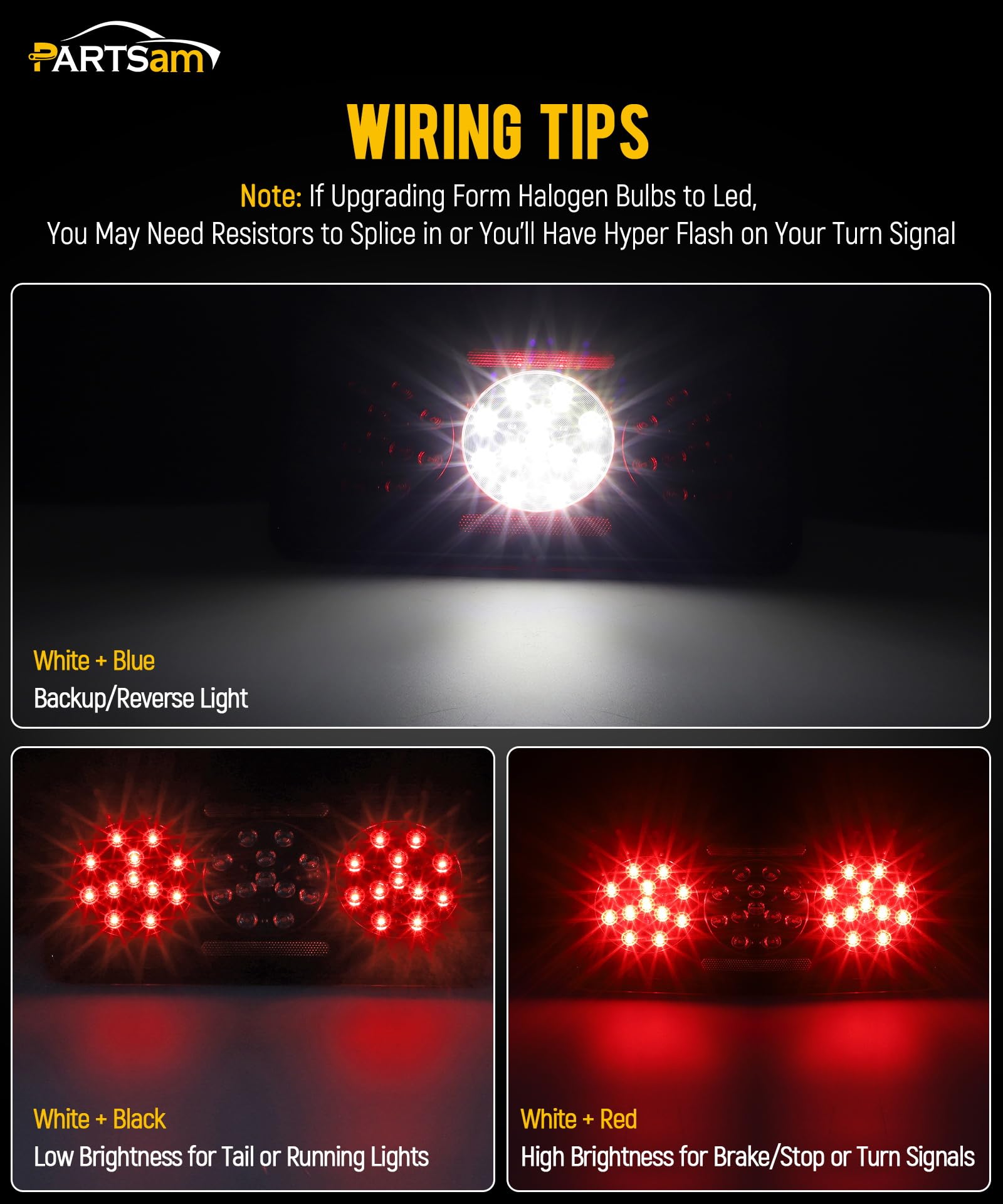 Partsam surface-mount trailer light installed horizontally for versatile mounting.