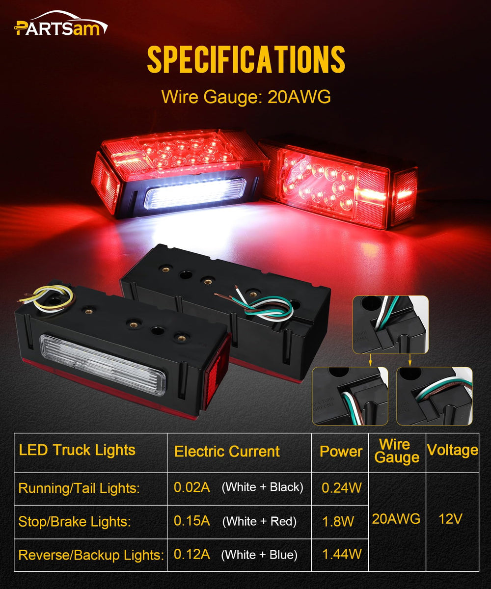 Partsam rectangular trailer light dimensions suit large trailers for a precise fit.